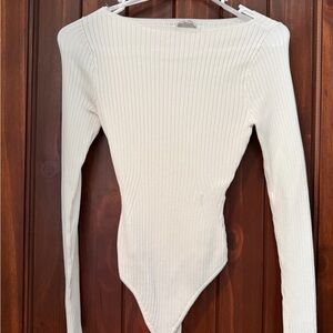 Abercrombie & Fitch Cream Ribbed Bodysuit